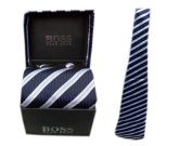 Gravata Hugo Boss Azul e Branca